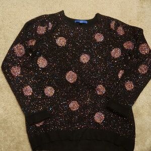 Apt 9 Sweater Womens Size M Black Pink Sparkle Tensle